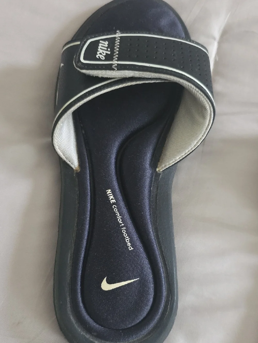 Nike Women's Black and White Slide Sandals